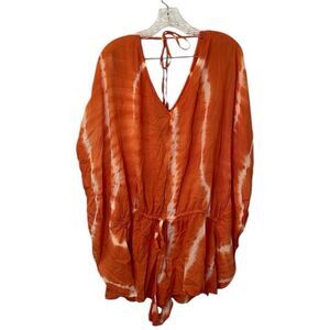 ELAN Orange tie dye shorts romper/coverup | size L